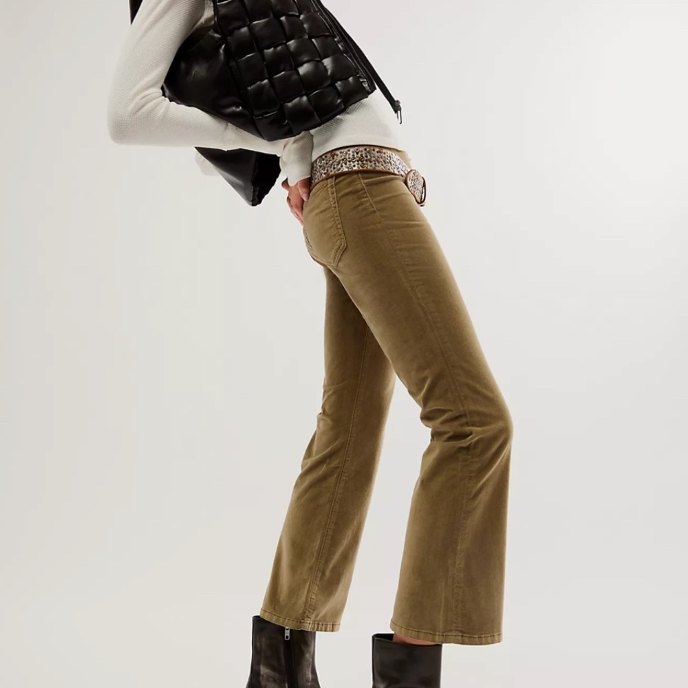Free People In My Feelings Velvet Crop Slim Flare Pants